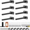 8pcs Wall Shelf Brackets Heavy Duty Floating Shelf Bracket Hidden,Invisible Black Shelving Brackets Decorative Floating Shelf Hardware Heavy Duty,Metal Shelf Support Bracket(6"-8pcs)
