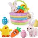 Baby's First Personalized Easter Basket Stuffers Playset, 7ct Stuffed Plush Bunny Chick Carrot Egg for Babies Girls Boys Kids Infant Toddler, Easter Party Gifts, Easter Decorations Party Supplies