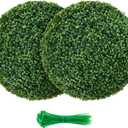 2 Pcs 15 inch Boxwood Topiary Ball Artificial Plant Topiary Ball Faux Boxwood Decorative Balls for Garden, Backyard, Balcony and Home Dcor