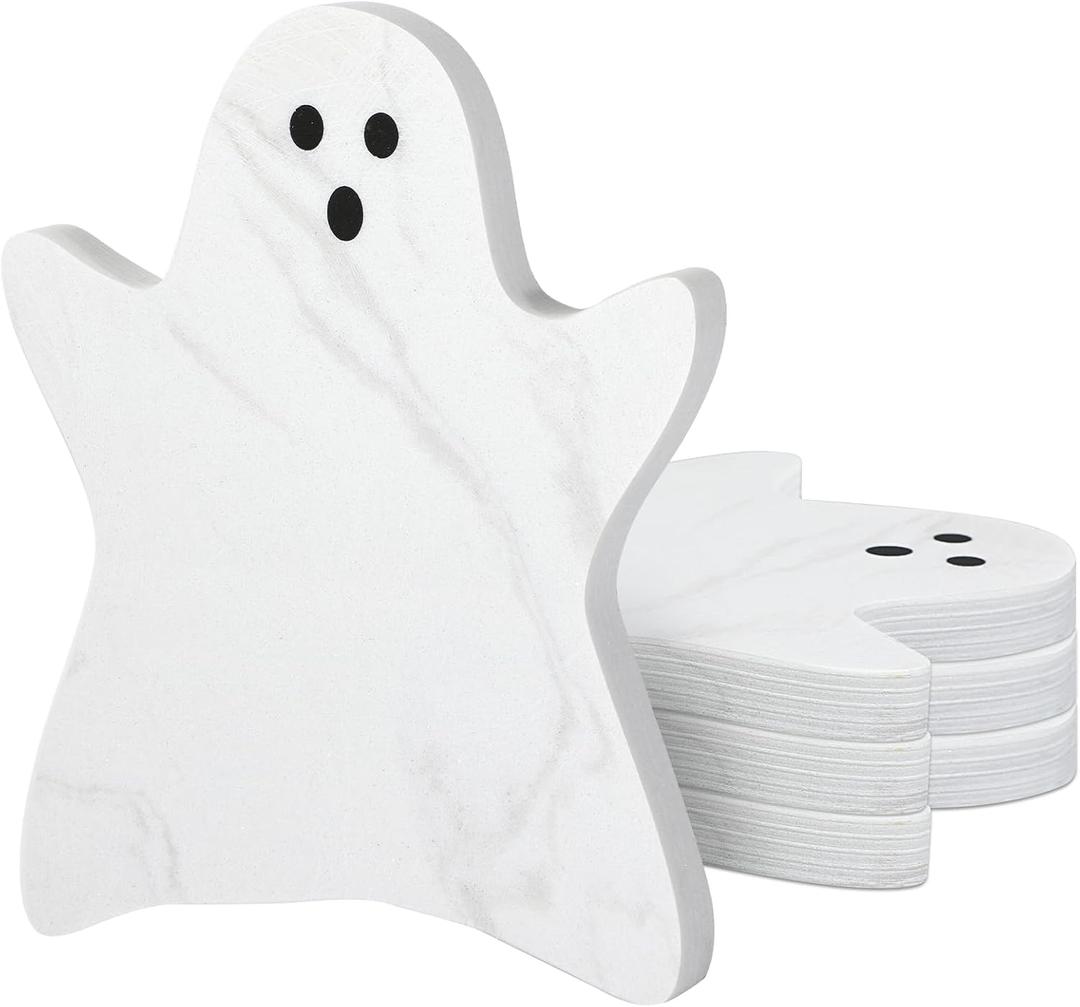 4pcs Marble Coasters Halloween Ghost Coasters 4.7 x 3.9 Inches for Drinks Beverage Boo Mug Cup Car Desk Party Decoration(Halloween Ghost,White)