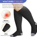 LEVSOX Plus Size Compression Socks for Women Men Wide Calf Extra Large 15-20 mmHg Knee High Sock for Nurses Pregnant Travel (Black)