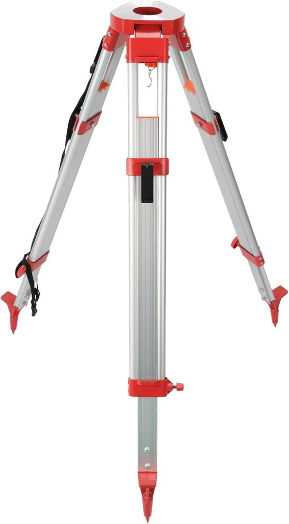 Professional Surveying Tripod - 5/8" x 11 Thread Aluminum Transit Tripod for Auto Level, Theodolite & Lasers Level, Adjustable Flat Construction Tripod (Max Height 1700mm) (Red)