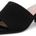 5Herstyle Women's Low Block Heels 2025 Slip-On Mules, Square Toe Comfortable Chunky Short Heeled Dress Sandals & Pumps for Wedding, Office & Everyday Wear (Black) 5