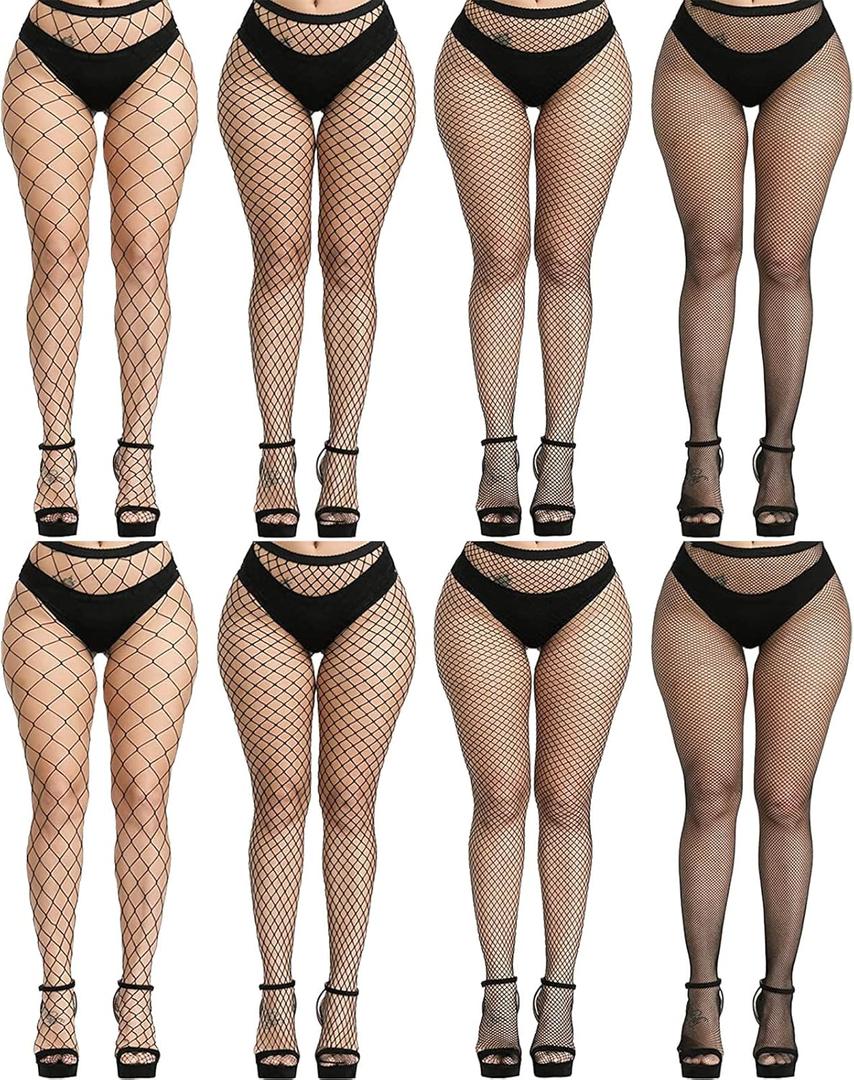 Buauty Black Fishnet Stockings For Women, Thigh Hight Fishnet Tights, Ladies Fish Net Tights Plus Size One Size Fit All