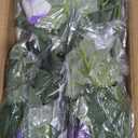 Artificial Flowers for Outdoors, Faux Petunias Spring Summer Decoration, Fake Flowers Plants UV Resistant Look Real Silk Flowers for Outside Planter Front Door Porch Patio Yard (6, Purple-White)