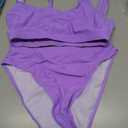 Pink Queen Women's Crop Top High Waisted Cheeky Bikini Set Two Piece Swimsuits (Purple, S)