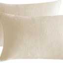 SE SOFTEXLY Muslin Pillowcases Standard Size 100% Cotton, 2 Pack Linen Like Pillow Shams with Envelope Closure, Ultral Soft and Breathable Pillow Case Covers, Off-White, 20" X 26", No Filling