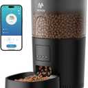 Automatic Cat Feeder, 5G WiFi Cat Food Dispenser with APP Remote Control, Pet Dry Food Smart Feeder, Programmable Timed Feeding, Dual Power Supply, 1-10 Meals Per Day (Black)