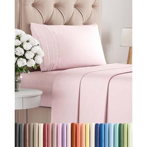 Twin Size 3 Piece Sheet Set - Comfy Breathable & Cooling Sheets - Hotel Luxury Bed Sheets for Women & Men - Deep Pockets, Easy-Fit, Soft & Wrinkle Free Sheets - Lavender Pink Oeko-Tex Bed Sheet Set