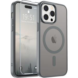 SUPFINE Magnetic for iPhone 14 Pro Max Case (Compatible with MagSafe) (Military Grade Drop Protection) Slim Translucent Matte Shockproof with Anti-Fingerprint Phone Case,Gray
