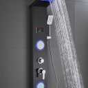 ELLO&ALLO Shower Panel System Tower, LED Rainfall and Mist Head Rain Massage Stainless Steel Bathroom Fixtures with LED Body Jets, Brushed Black