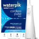 Waterpik Cordless Pulse Rechargeable Portable Water Flosser for Teeth, Gums, Braces Care and Travel with 2 Flossing Tips, Waterproof for Shower, ADA Accepted, WF20 White