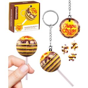 PieceRelax Chupa Chups X 3D Puzzle Keychain 24 Plastic Pieces - Chups My Flavor - Portable Key Ring Unique Gifts
