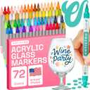 ARTISTRO 72 Wine Glass Acrylic Paint Markers - Washable Non-Toxic Dual Tip Acrylic Paint Pens for Car Window, Mirror, Ceramic