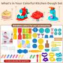 70 PCS 4 in 1 Dough Sets for Kids Ages 3-4-8, Art Crafts Dough Tools Kit, Ice Cream Playset Noodle Hamburger Cake Maker Machine, Kitchen Creations Food Play Toys Toddlers Boy Girl
