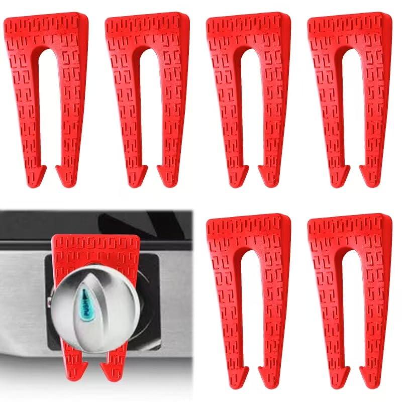 6 Pack Gas Stove Knob Locks, Silicone Oven Knob Safety Covers Baby Proof, Gas Stove Knob Covers for Baby and Pets Safety (Red)