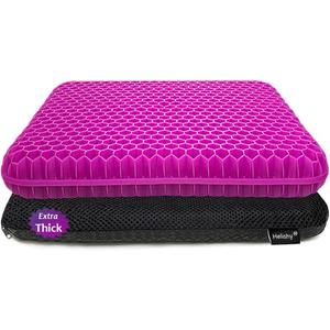 Gel Seat Cushion, Office Seat Cushion Chair Pads for Office Home Car Wheelchair Long Trips - Extra Thick Gel Cushion for Pressure Sores, Tailbone, Back, Sciatica Pain Relief (Extra Thick, Violet)