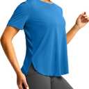 Soothfeel Women's Workout Shirts Short Sleeve Loose Fit Tops UPF 50+ Sun Protection Athletic Gym Run T-Shirts(Royal blueL)