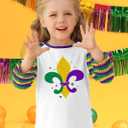 BesserBay Girls Valentines Day Heart 3/4 Sleeve Shirt Mardi Gras Ruffle Raglan Stripe Top 4-10 Years