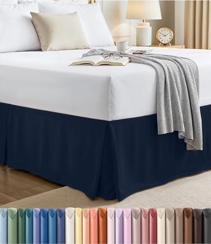 Utopia Bedding Queen Bed Skirt - Soft Quadruple Pleated Ruffle - Easy Fit with 16 Inch Tailored Drop - Hotel Quality, Shrinkage and Fade Resistant (Queen, Navy)
