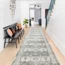 Washable Runner Rug 2x12 - Hallway Runner Rug Kitchen Rugs and Mats Non Skid Washable Waterproof Carpet Runner for Living Room Bedroom Bathroom (Grey, 2x12)