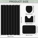 Hosuly 4 Pcs Bathroom Shower Curtain Set with Non Slip Rugs, Toilet Lid Cover and Bath Mat, Waterproof Bathroom Curtains with 12 Hooks Shower Set for Solid Color Bathroom Decor (Black)