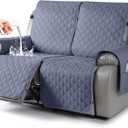 TAOCOCO 100% Waterproof Recliner Covers, Recliner Sofa Covers with Leg Straps, Reversible Recliner Couch Cover for Reclining Chair, Washable Couch Protector for Pets Kids(2 Seater, Bluish Gray)