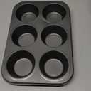 Jumbo Muffin Pan, Extra Large 6-Cup Carbon Steel Baking Pan, 12.8" x 10" x 1.6" with 3.46" Large Cups, Texas-Size Non-Stick Muffin Tin for Oven, Heavy Duty Dark Gray Cupcake Pan
