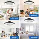 Depuley Modern Ceiling Fan with Light: 19" Flush Mount Low Profile LED Ceiling Fans with Remote & Smart APP Control - Black Bladeless Fandelier Dimmable Quiet DC Motor for Bedroom Kids Room 6 Speeds