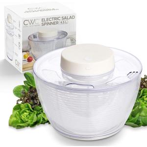 COOK WITH COLOR Electric Salad Spinner, Round 4.5L Capacity  Fast Drying & Easy Spin for Fresh Greens, Cream
