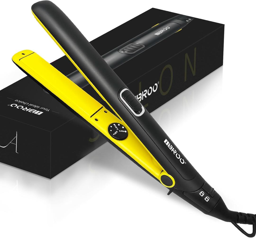 IBROO Ceramic Flat Iron Hair Straightener, 1 inch Tourmaline Ionic Curling Straightening Iron in One, 15% Extra Long, 230 to 450 Straight Iron for Black Women Hair, Dual Voltage 110v-220v for Travel
