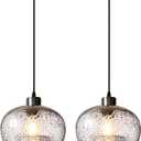 CASAMOTION Pendant Lights Kitchen Island Glass Pendant Lighting Marble Clear Color Hand Blown Art Globe Over Dining Room Table Bathroom 8.7 Inch Diam 2 Pack