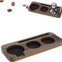 51/54mm Espresso Organizer Station, Solid Walnut Espresso Tamping Station with Non-Slip Mat, Compact Coffee Accessories Holder for Barista Countertop