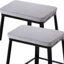 Rectangle Bar Stool Cushions 18X12 inch, Non-Slip Bench Chair Cushion with Straps, Waterproof Seat Pad Set of 2, Cushion Only, Grey