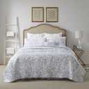 Laura Ashley - Twin Quilt Set, Soft Cotton Bedding with Reversible Design, Medium Weight for Year Round Use, 2 Piece Bed Set with Matching Pillowcase (Amberley Blue)