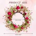 WDS WONDROUS 18.8 Inch Valentine's Day Wreath, Red Pink White Tulip Heart Wreath for Front Door Decor, Spring Wedding Anniversary Party Decoration