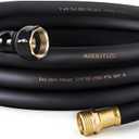 Garden Hose 5/8" x 25ft Brass Rubber Heavy Duty Water Hose 600 PSI Burst Pressure, Durable Flexible Hose for Yard, Car Wash, Pets Black