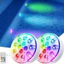VICHTOP Pool Lights - 2 Pack, Rechargeable Submersible LED Pool Lights with Remote, IP68 Waterproof Underwater Pool Decor Light for Inground Pools, Above Ground Pools, Parties, Hot Tubs, Vase Bases