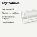 Amazon Basics Shower Door Bottom Seal Drip Rail for 3/8" Thick Glass, Clear Durable PVC, Directs Water Back, 38.7 inches Length