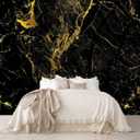 Black and Gold Wallpaper Large Abstract Marble Pattern Wall Mural for Bedroom Living Room TV Background Sofa Wall (not self-Adhesive) 