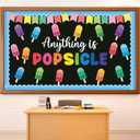 Summer Ice Pop Classroom Bulletin Board Decorations, Motivational Sweet Icy Pop Paper Cutouts for Back to School Colorful Icy Lolly Cutouts for Ice Cream Party Home School Wall Door Supplies Decors