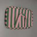 Toiletry Bag for Women Travel Water-resistant Cosmetic Bag Fashion Stripes Makeup Bag with Hanging Hook Preppy for Store Toiletries Cosmetic Accessories Medium Green