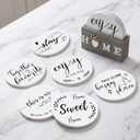 Queekay Trivets Set of 6, 7" Trivets for Hot Dishes Housewarming Gifts New Home, Pots and Pans Farmhouse Trivet Set with Holder Heat Resistant Mat Countertop Protectors for Home Kitchen(Gray)