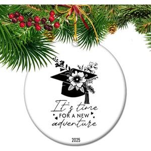 Its Time for a New Adventure  2025 Graduation Ornament, Class of 2025 Keepsake Gift for High School & College Grads (S5)