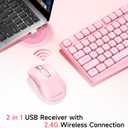 Memzuoix Wireless Keyboard Mouse Combo - 2.4G Full-Size Ergonomic Set with USB Receiver for PC Laptop Windows Mac (Pink)