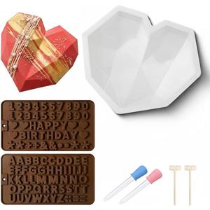 Breakable Heart Mold with Hammer, Chocolate Mold Set - Food Grade, Silicone Heart/Number/Letter Molds for Candy Making - Ideal for Valentine's Day, Christmas, Birthdays