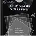 Vinyl Record Outer Sleeves 100 Pack for 12 inch Records, loose fit, Clear Cover Protective, 3mil+ Thick, Fit for Single & Double LP Storage