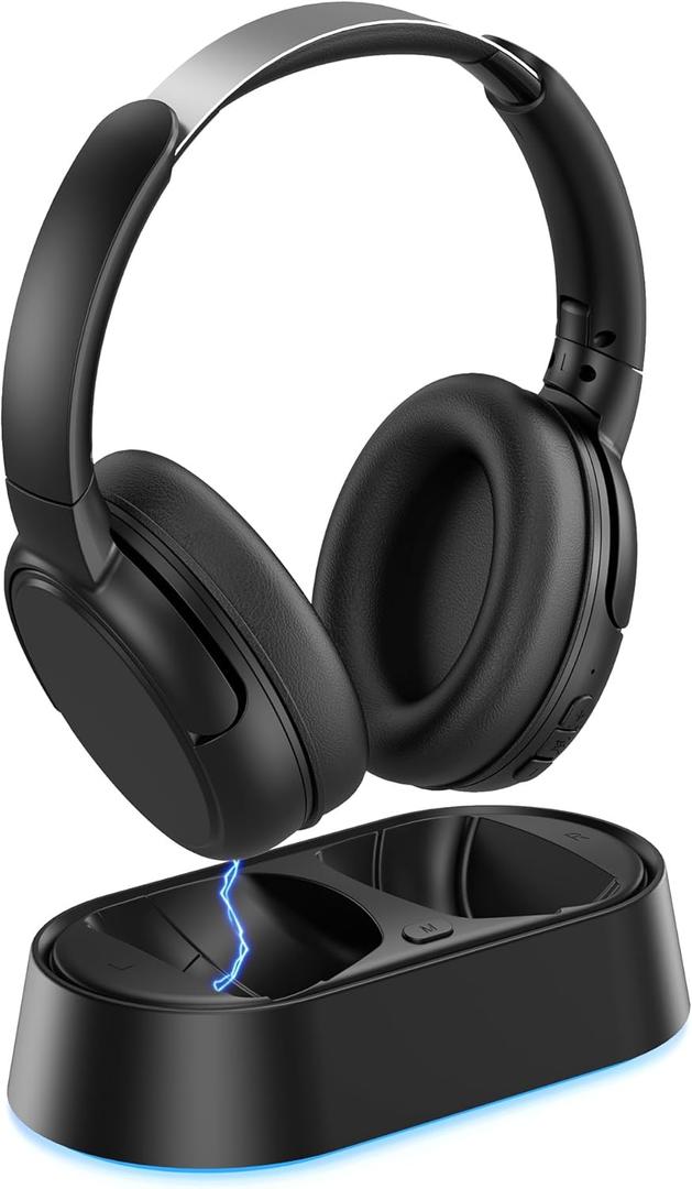 Swiitech Wireless TV Headphones with Charging Dock, 45H Playtime, Bluetooth 5.3, 101ft Long Range, Clear Voice, No Audio Delay, Plug & Play Over-Ear Headset for Seniors