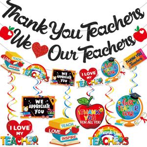 Teacher Appreciation Banner Thank You Teachers Banner Teacher Appreciation Decorations with Teacher Appreciation Hanging Decorations for Teachers Day Party Decorations