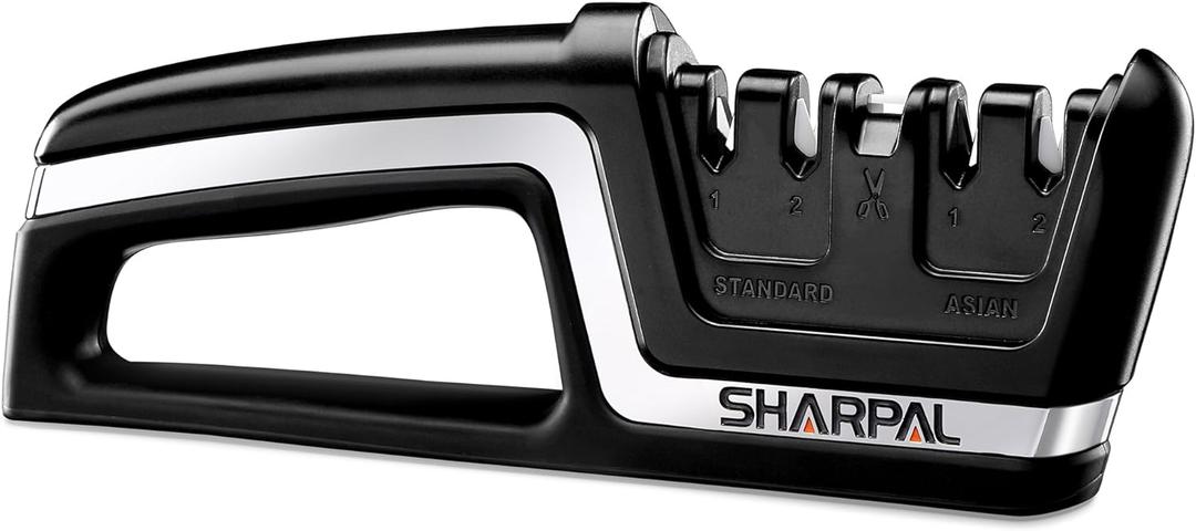 SHARPAL 104N 5-in-1 Professional Knife & Scissors Sharpener, Sharpening Tool for Straight & Serrated Blades, Repairs & Hones Euro/American & Asian Knives, Fast Scissor Sharpening